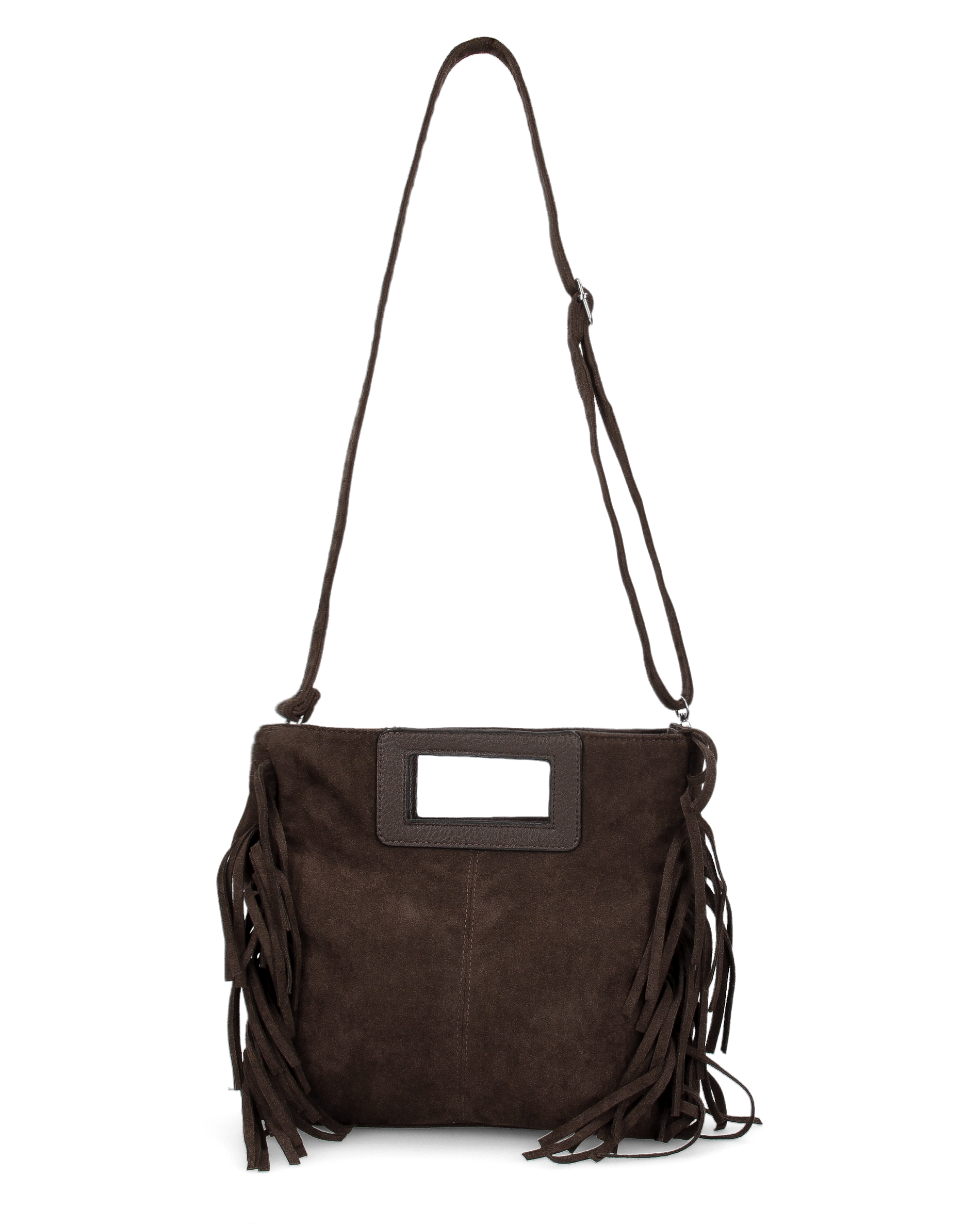 WILMA - borsa marrone scuro squadrata con tracolla removibile.