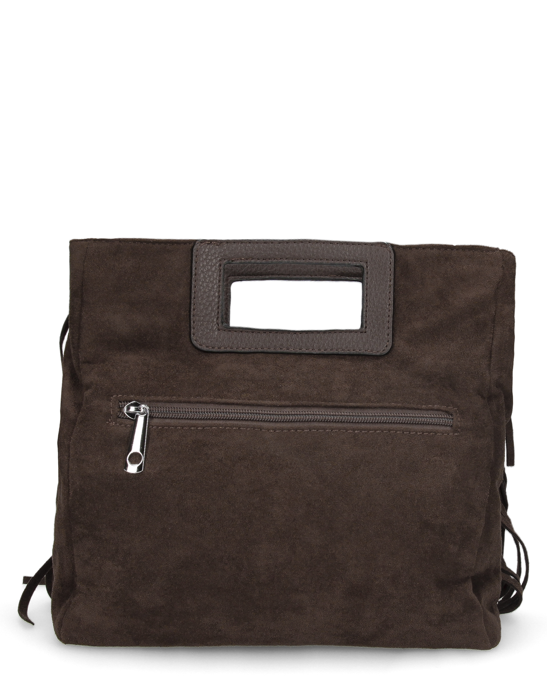 WILMA - borsa marrone scuro squadrata con tracolla removibile.