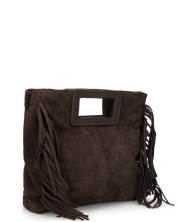 WILMA - borsa marrone scuro squadrata con tracolla removibile.