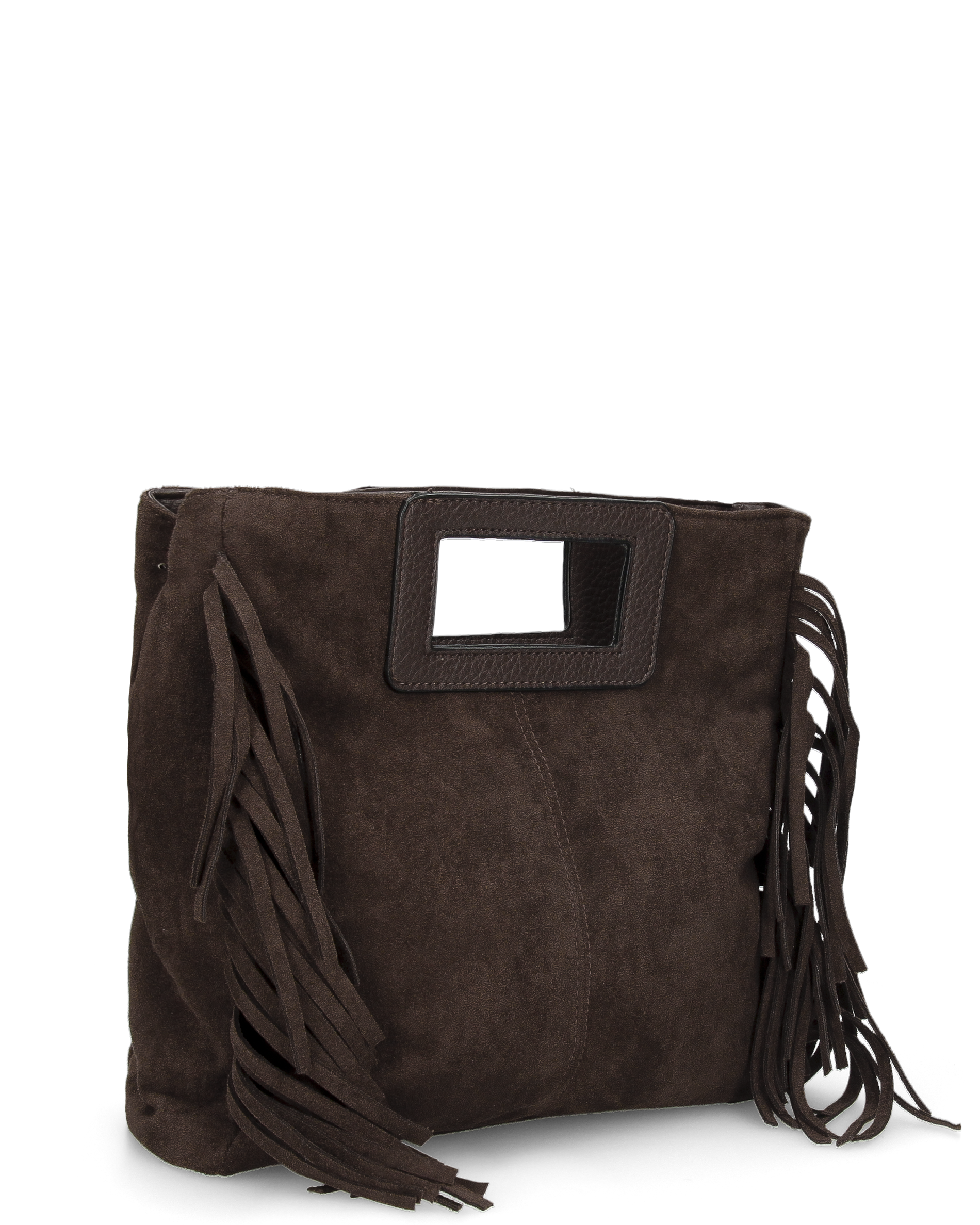 WILMA - borsa marrone scuro squadrata con tracolla removibile.