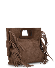 WILMA - borsa marrone squadrata con tracolla removibile e frange