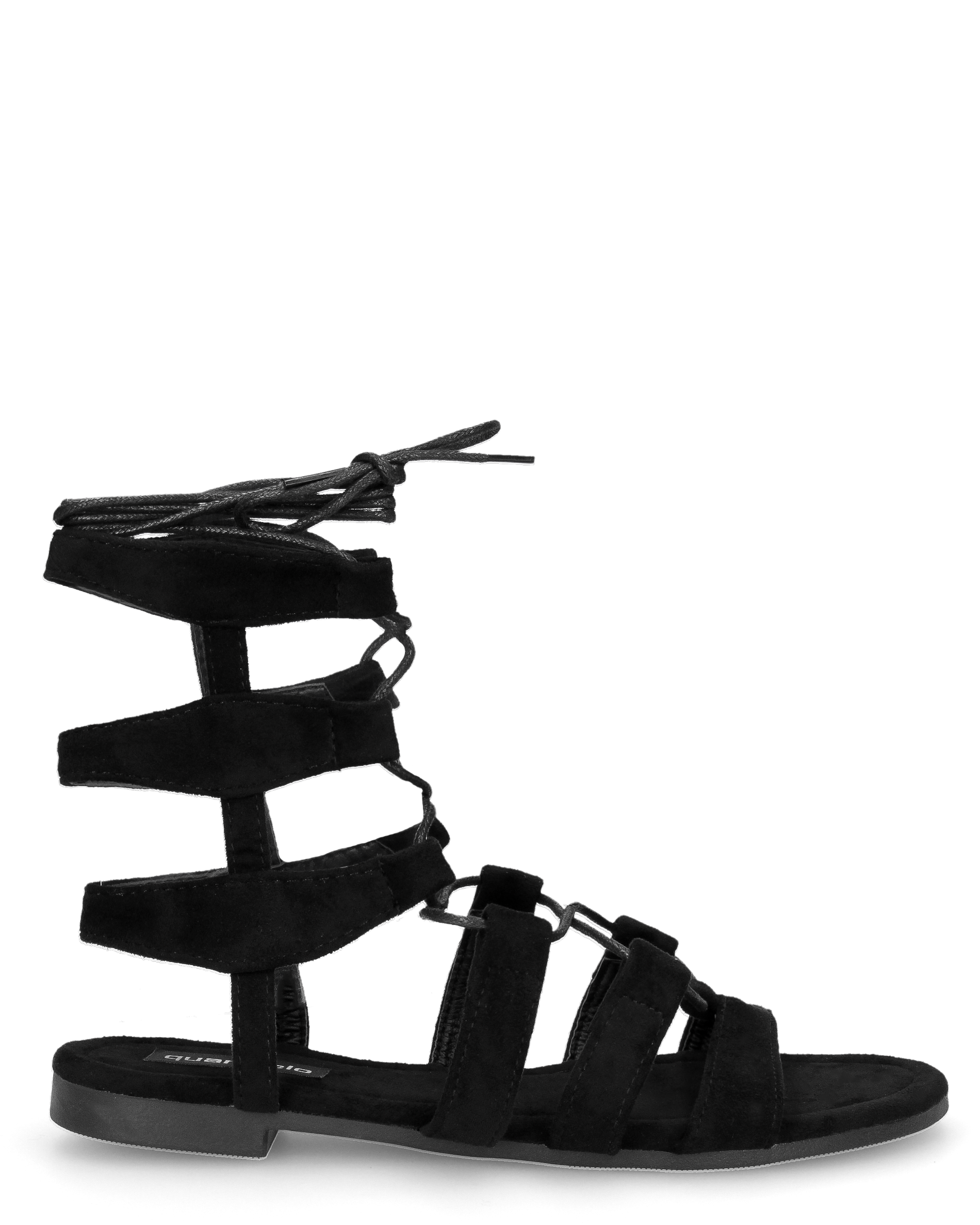 XIMENA - sandali flat neri con lacci