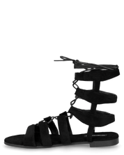 XIMENA - sandali flat neri con lacci