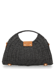 YESSA - borsa nera in materiale intrecciato con tracolla intrecciata