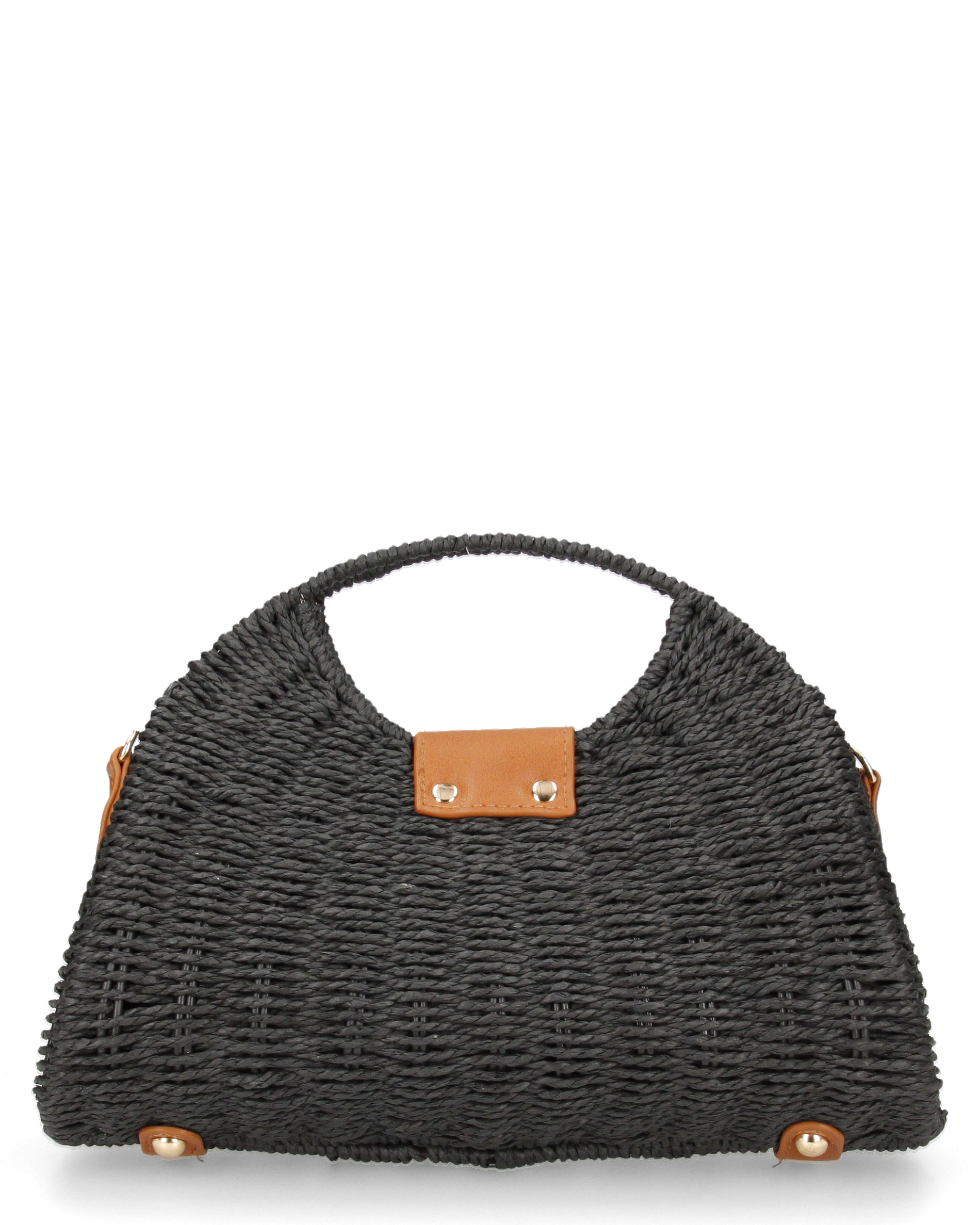 YESSA - borsa nera in materiale intrecciato con tracolla intrecciata