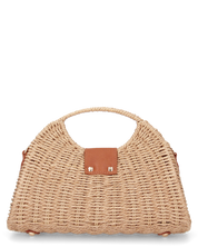 YESSA - borsa beige in materiale intrecciato con tracolla intrecciata