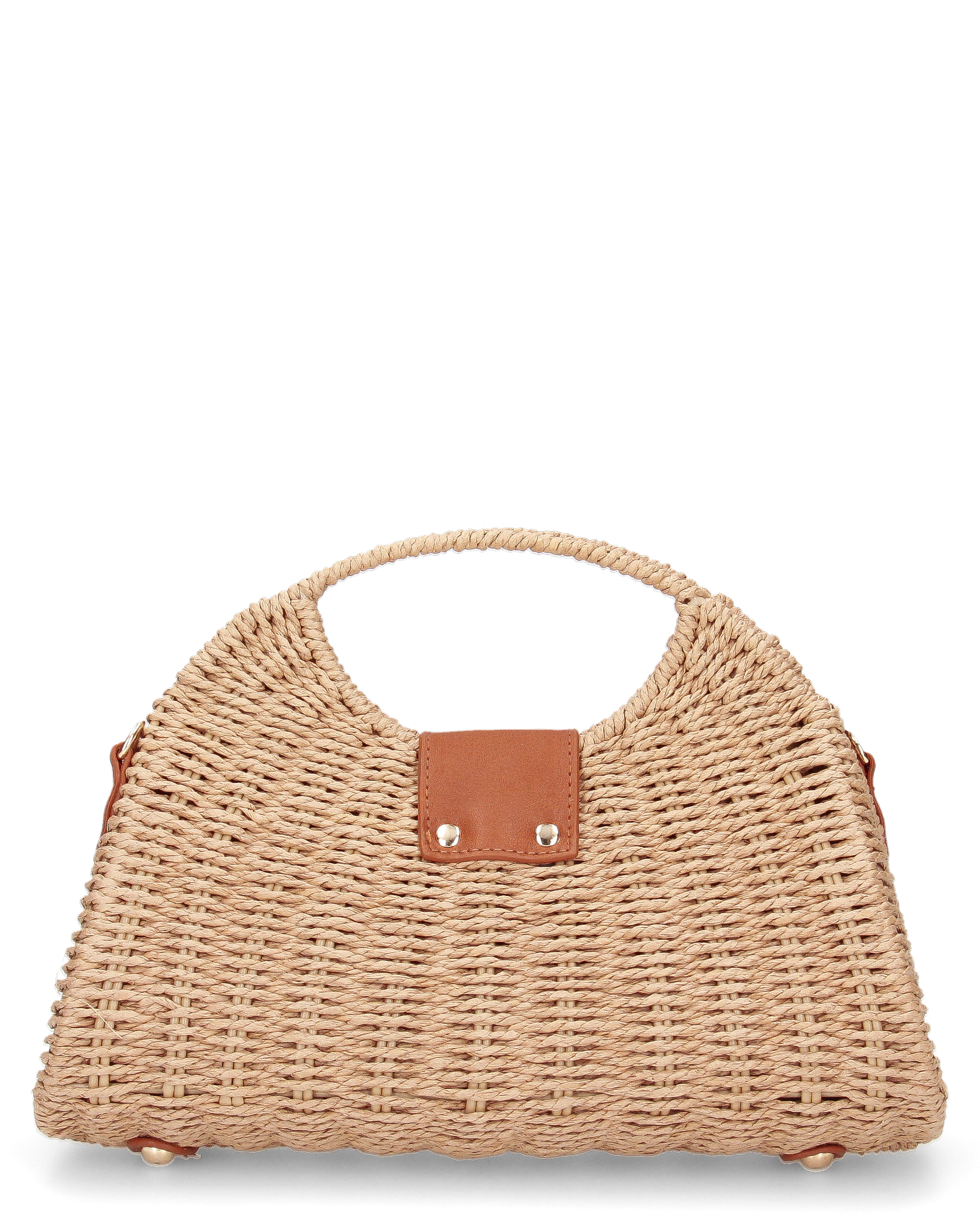 YESSA - borsa beige in materiale intrecciato con tracolla intrecciata