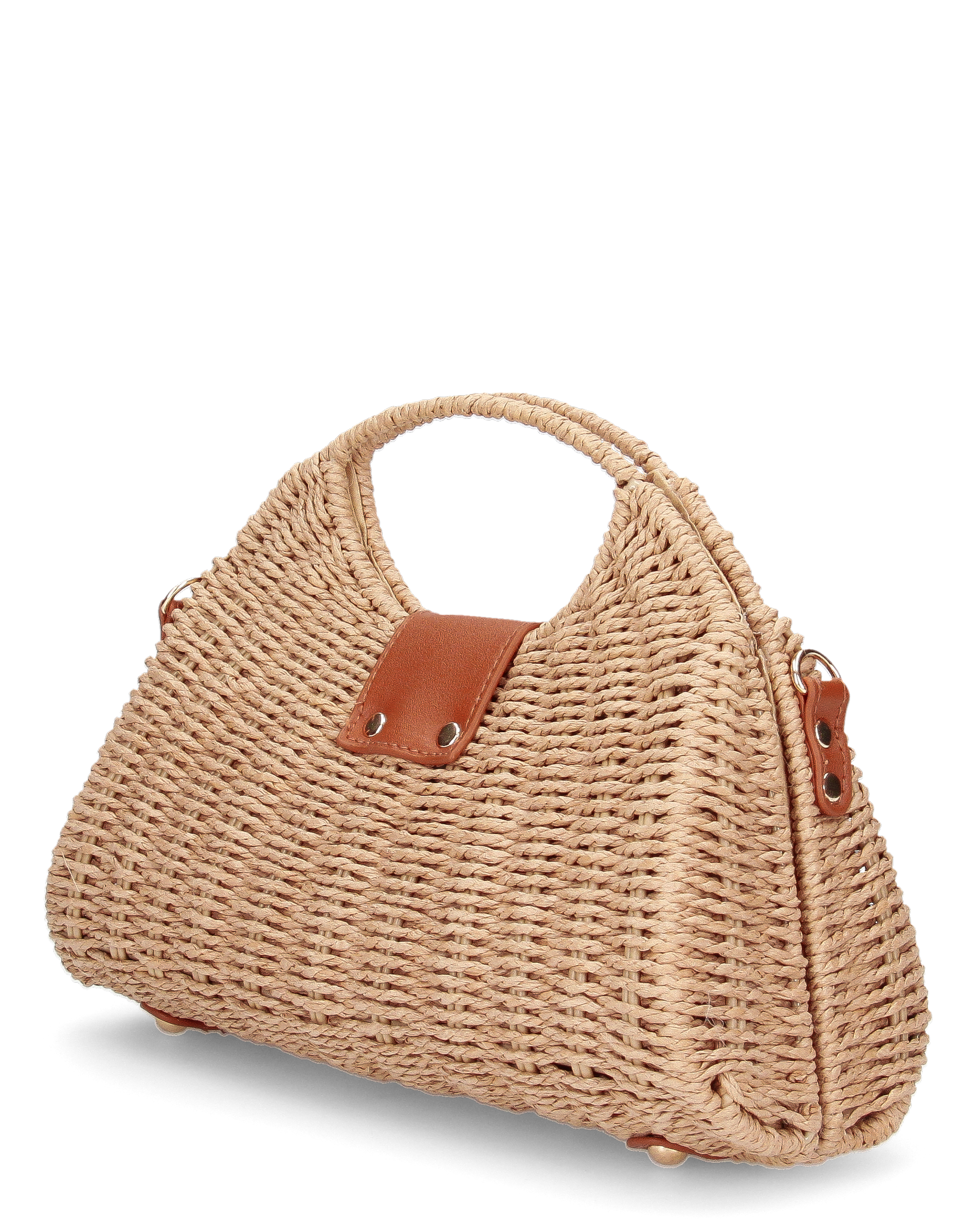 YESSA - borsa beige in materiale intrecciato con tracolla intrecciata