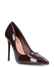 ZAIG - décolleté in glassy marrone con tacco a spillo