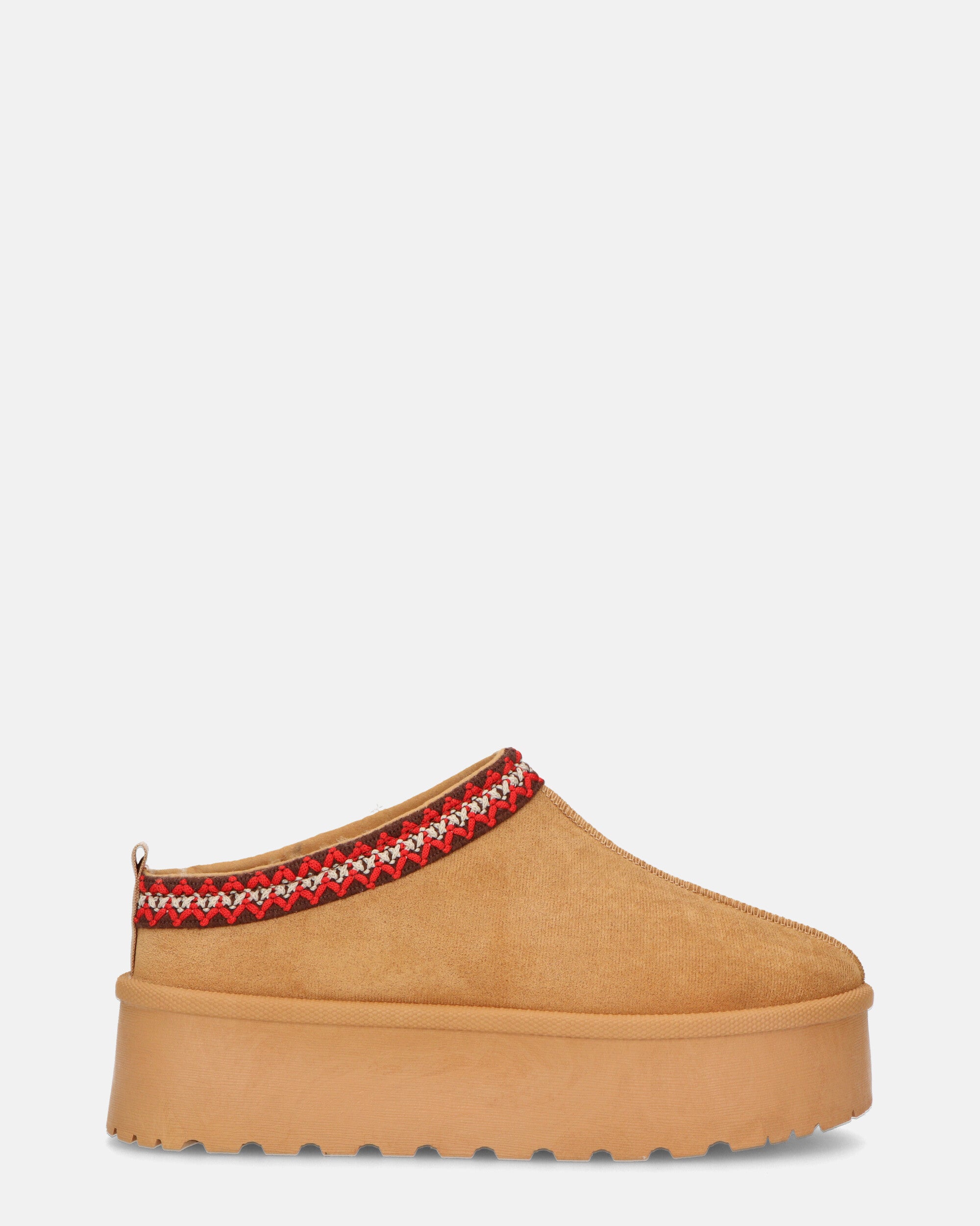 ZELDA - pantolofe platform in camoscio marrone