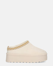 ZELDA - pantolofe platform in camoscio beige chiaro