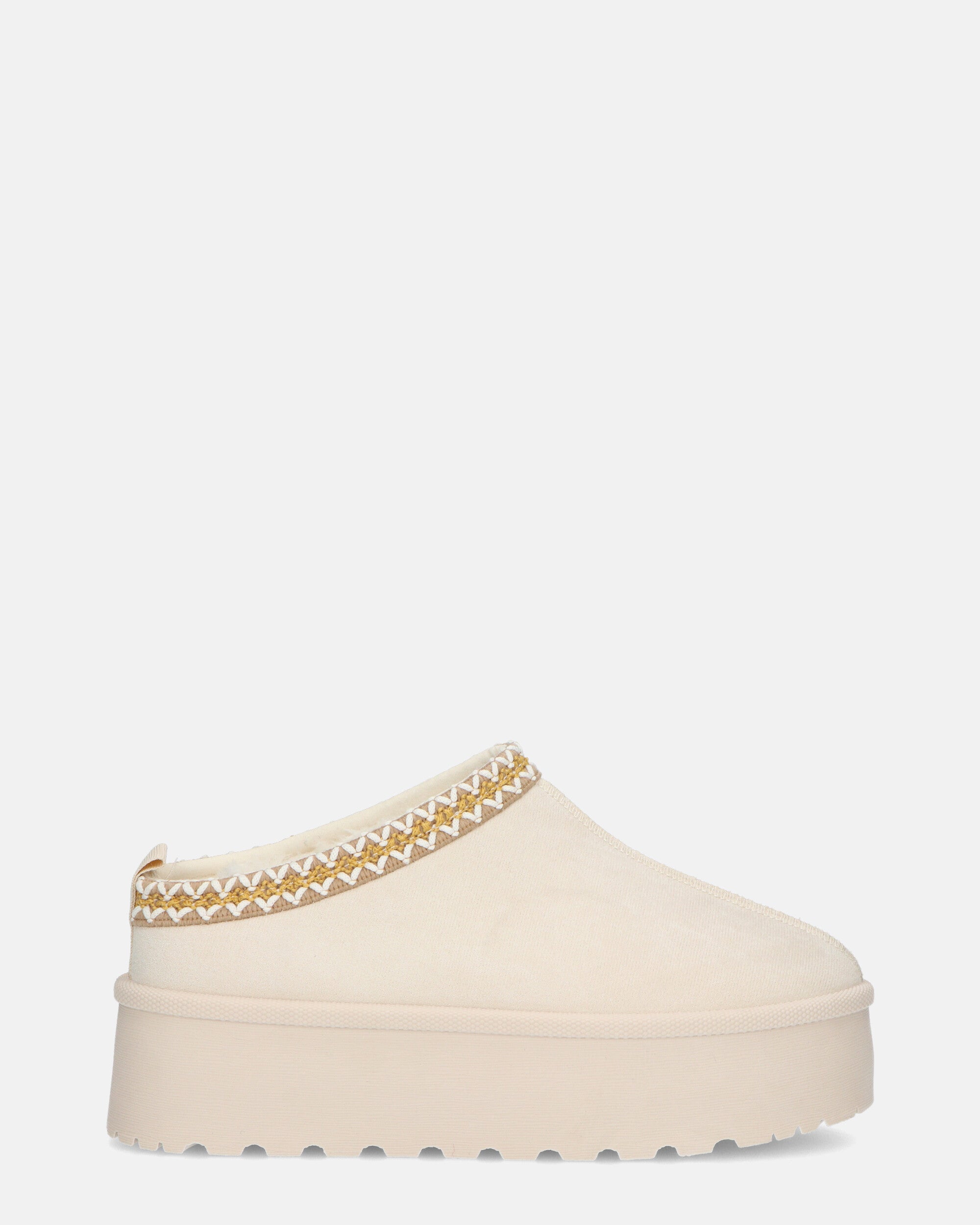 ZELDA - pantolofe platform in camoscio beige chiaro