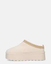 ZELDA - pantolofe platform in camoscio beige chiaro