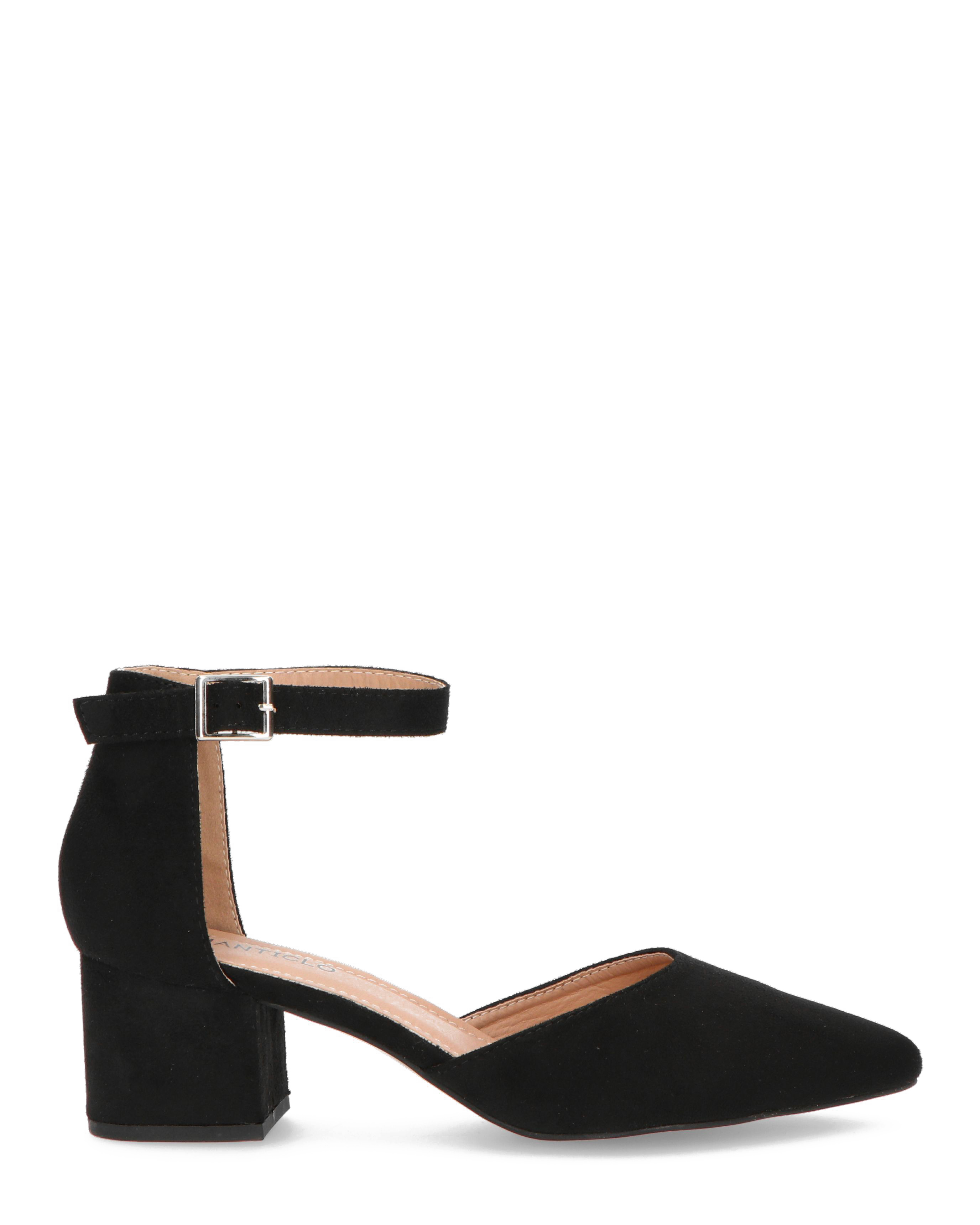 GINNY - sandalo in camoscio nero con tacco
