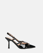NAIRA - decolette in glassy nero con cinturini
