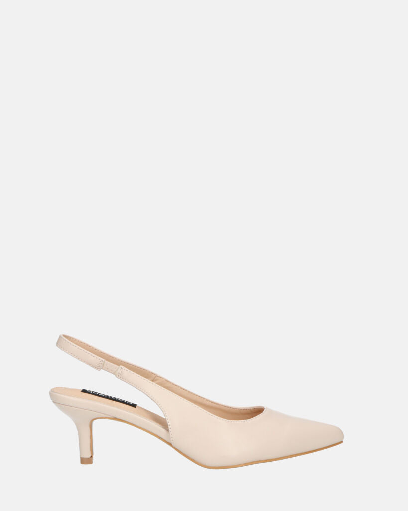 BEVERLIE - decollete con tacco in ecopelle beige
