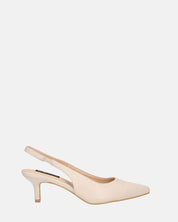 BEVERLIE - decollete con tacco in ecopelle beige