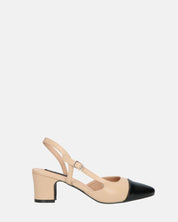 AURI - décolleté beige con tacco basso e punta nera