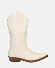 NILLA - stivali camperos beige con ricami