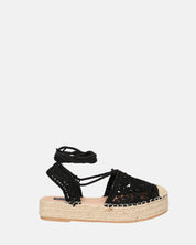SHIRLEY - sandali platform con decorazioni in tessuto nero