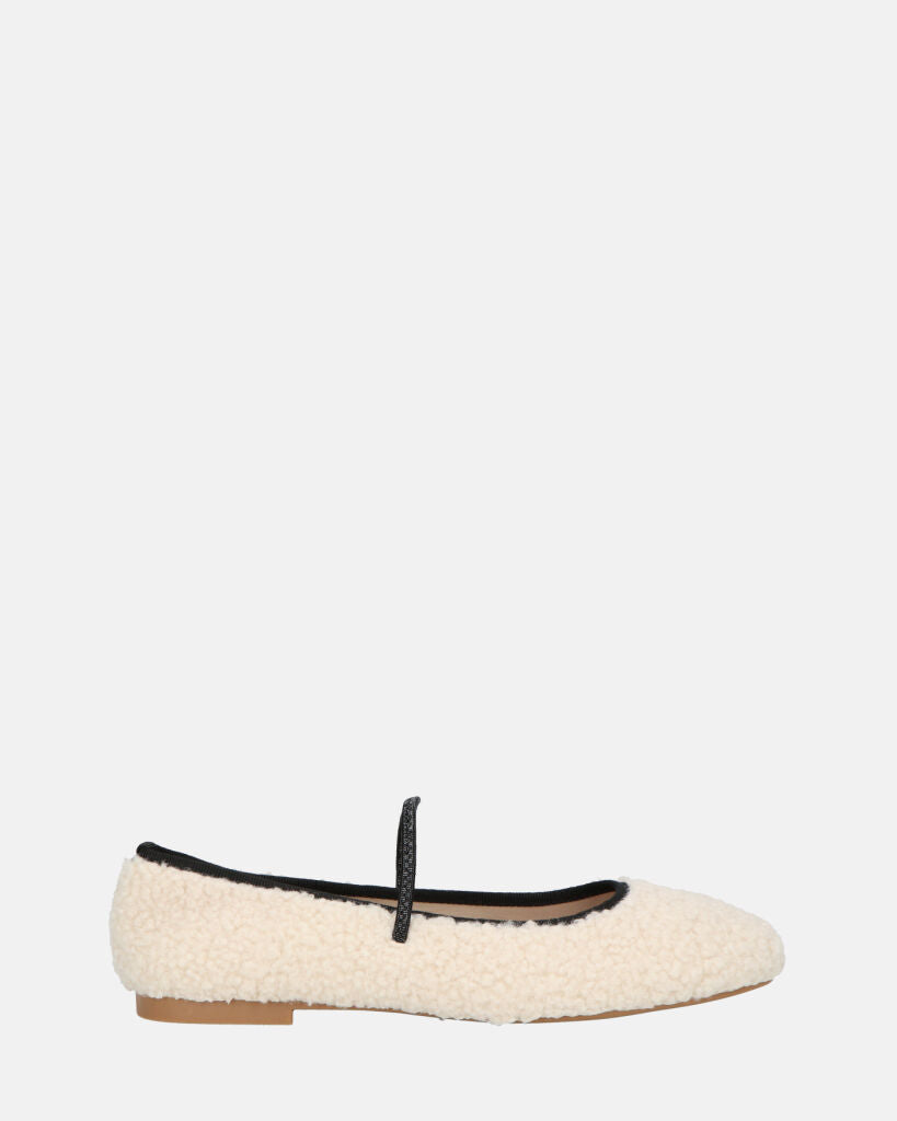 ALISSA - ballerine beige chiaro effetto peluche con suola beige