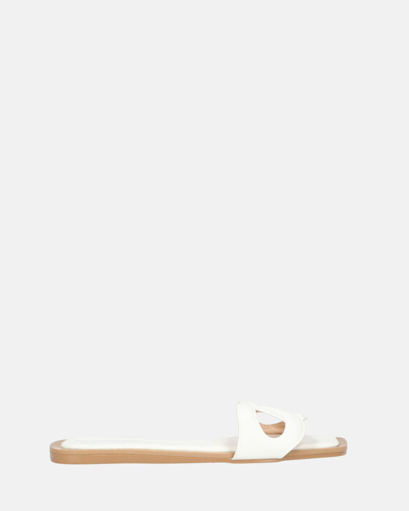 KRISTA - ciabattine bianchi con suola beige