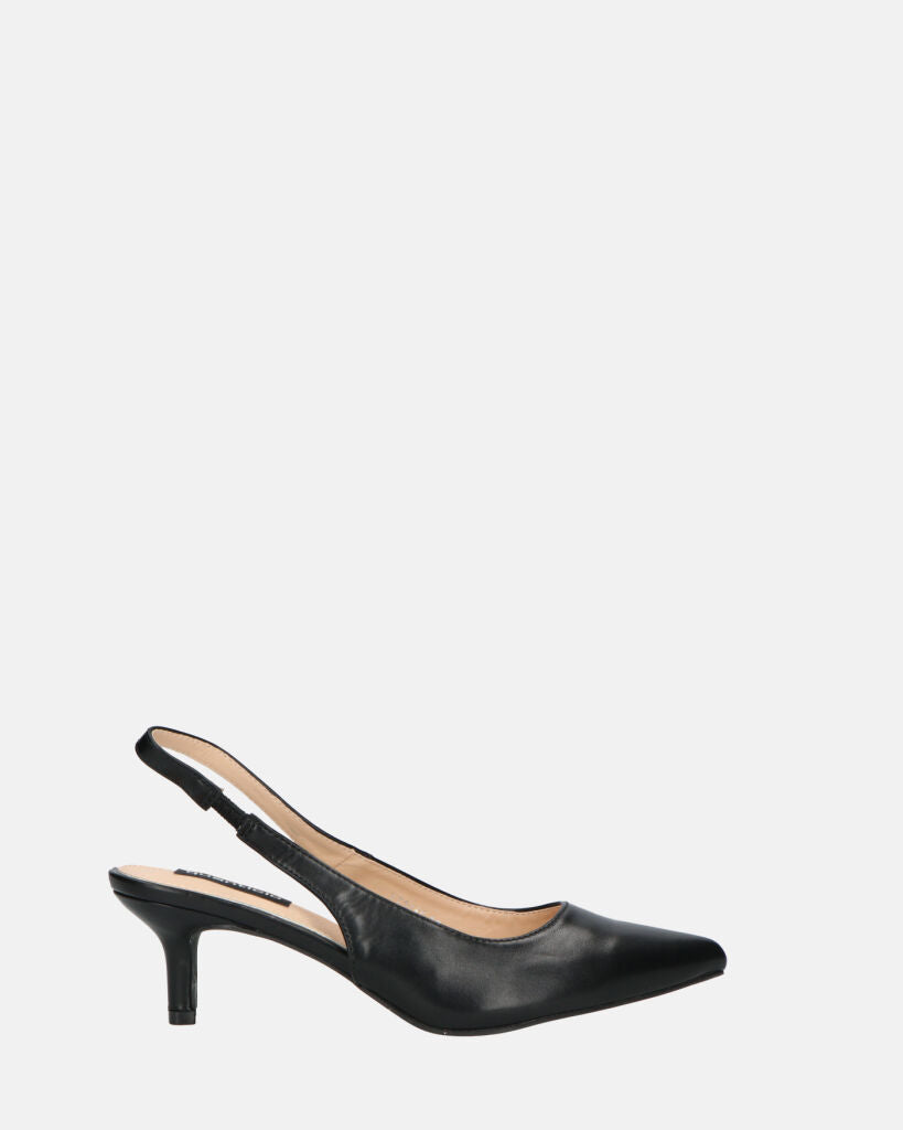 BEVERLIE - decollete con tacco in ecopelle nera