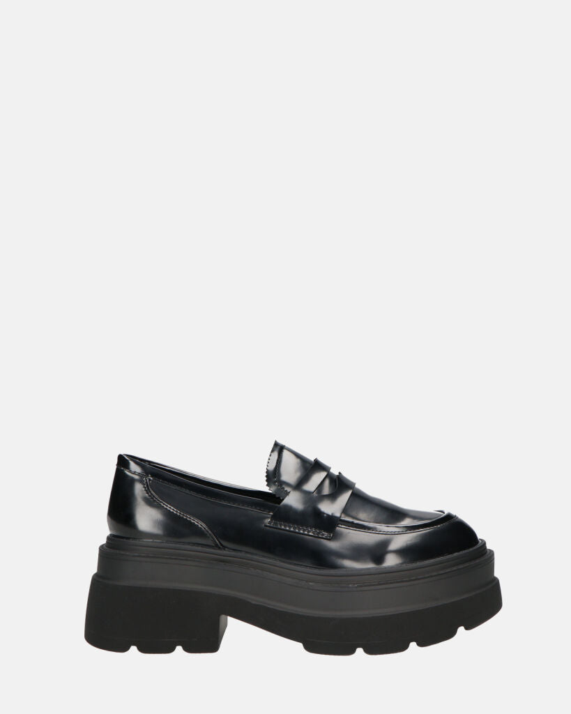 BICE - scarpe basse mocassini platform neri