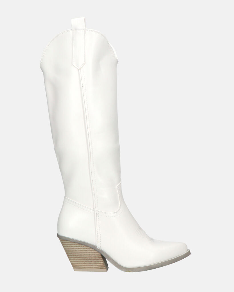 LIANA - camperos con tacco in ecopelle bianco