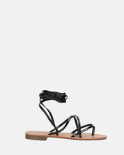 CRESSIDA - sandali bassi beige con cordini nero