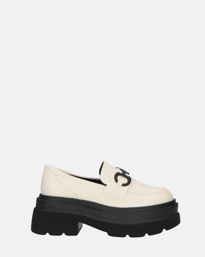 BESSIE - scarpe bianche platform con decorazione