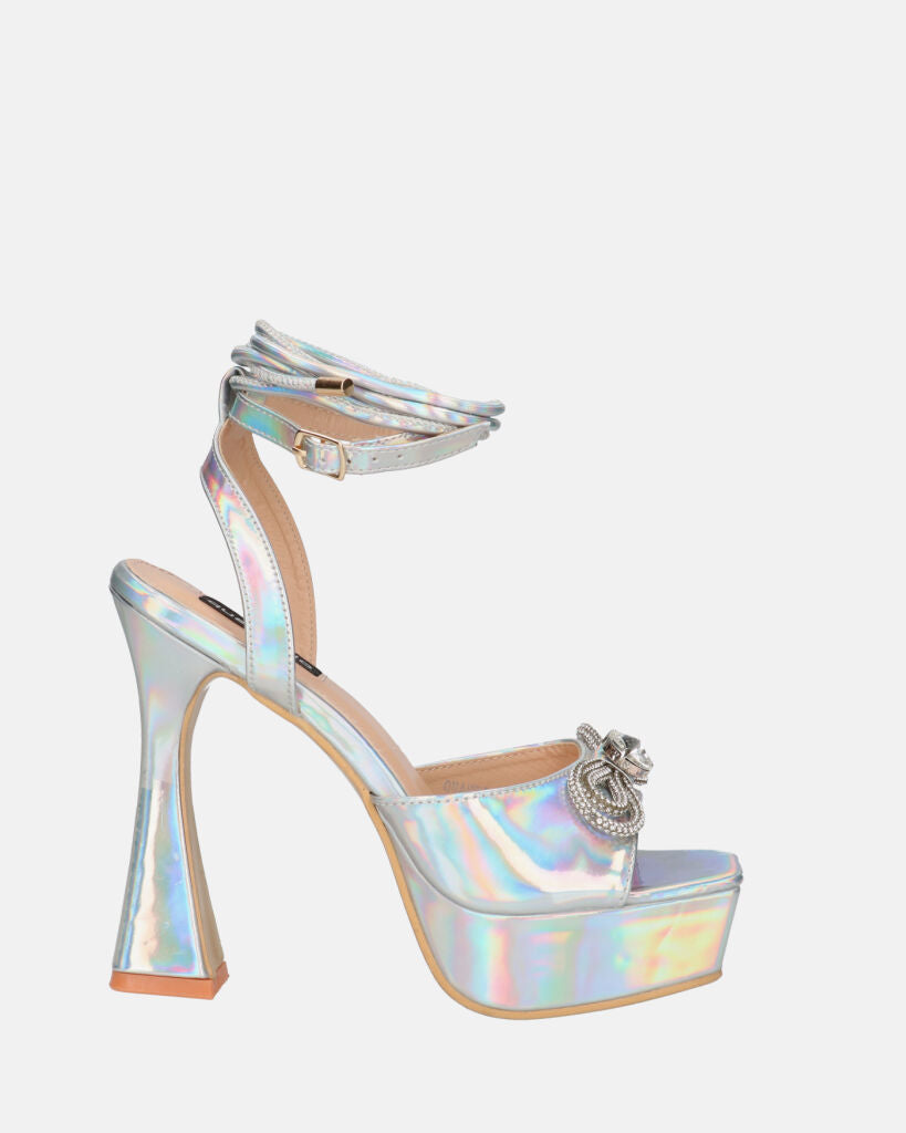 HOLLY - scarpe con tacco alto in glassy con effetto opalescente e gemme