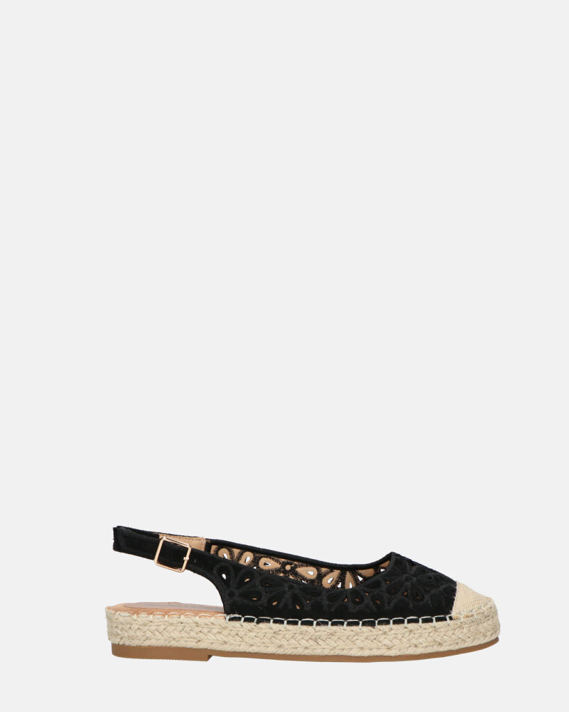 CAREY - sandali con trama ricamata e suola in paglia