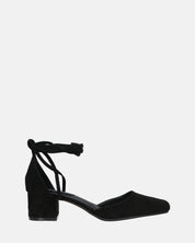 LYDIE - decolette in camoscio nero con lacci