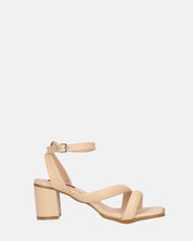 HIROE - sandali beige con tacco in ecopelle con cinturino