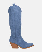 LIANA - camperos con tacco in camoscio blu