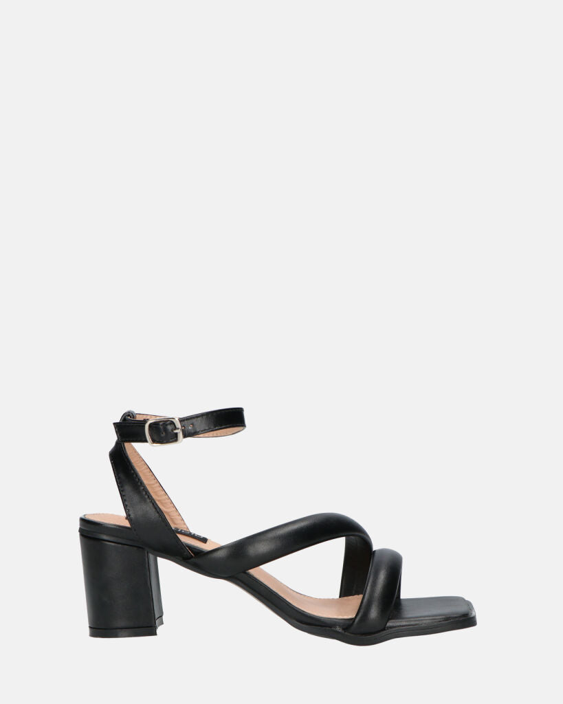 HIROE - sandales à talons et bride en éco-cuir noir