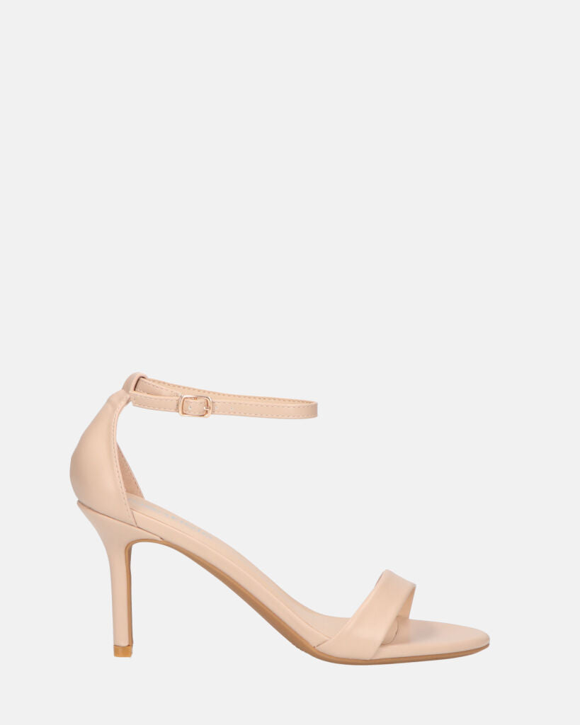ONA - sandali con tacco a spillo in ecopelle beige con cinturino