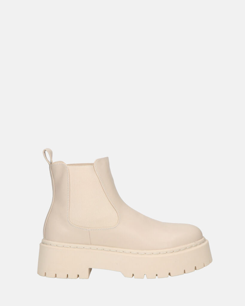 TULLY - stivaletti con platform in ecopelle beige