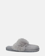 MIDORI - chaussons gris avec fourrure et daim