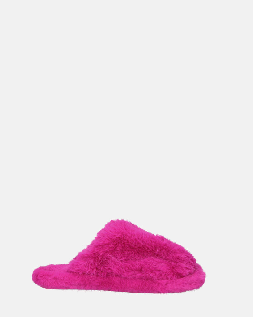 NOARA - pantofole in pelliccia fucsia chiuse in punta