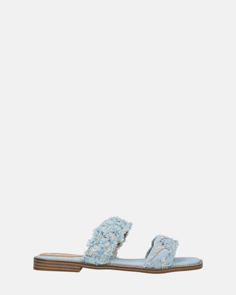 KALI - sandali in tessuto denim con gemme