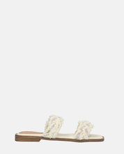KALI - sandali in tessuto beige chiaro con gemme