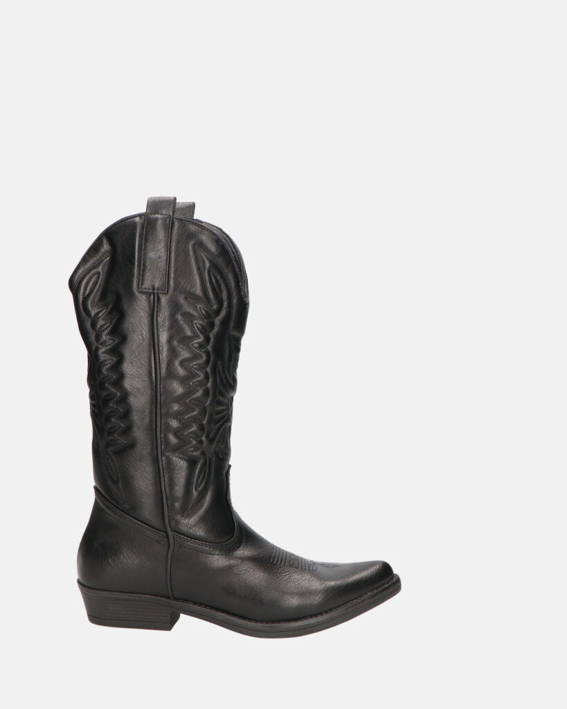 NILLA - bottes camperos noires avec broderie