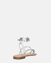 CRESSIDA - sandali bassi beige con cordini argento