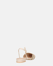 INEZ - sandali beige con dettagli di paglia intrecciata e fibbie