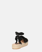 SHIRLEY - sandali platform con decorazioni in tessuto nero