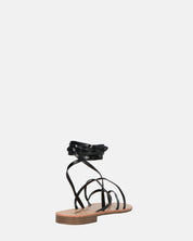 CRESSIDA - sandali bassi beige con cordini nero