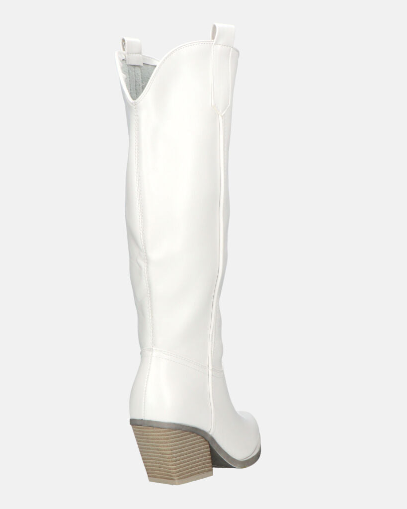 LIANA - camperos con tacco in ecopelle bianco
