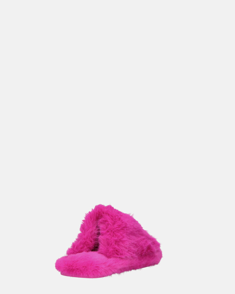 NOARA - pantofole in pelliccia fucsia chiuse in punta